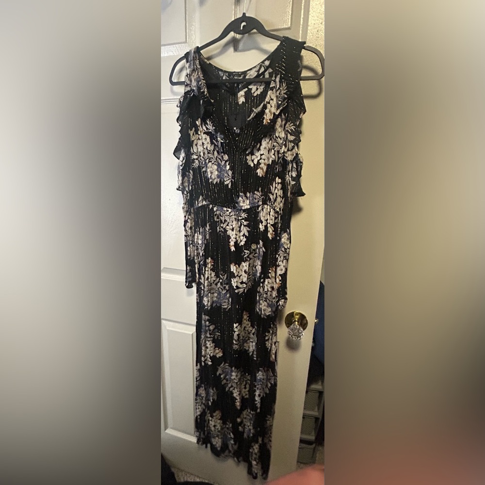 Miss Me Black and Cream Cold Shoulder Sheath Dress